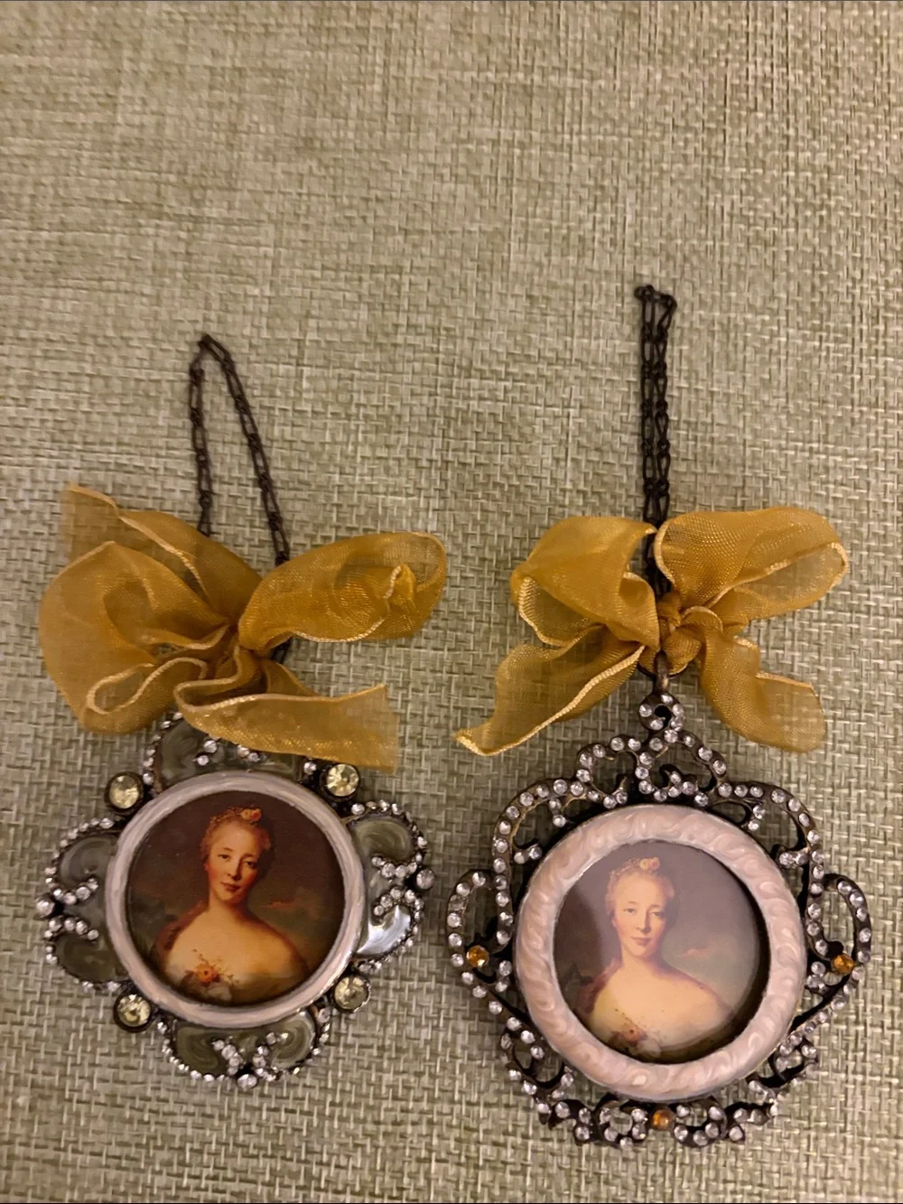 Coquette Rococo style holiday ornament set.